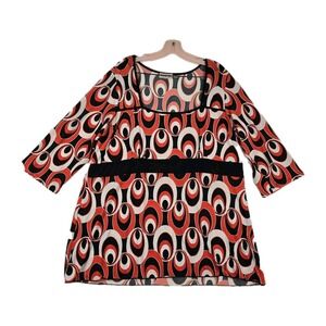 MKM Designs Vintage Women's Abstract Art Red Black‎ Blouse Top